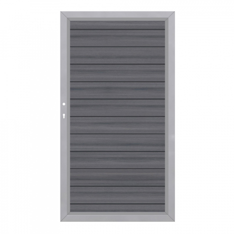 System WPC Tor Platinum grau 2499, DIN links - H:180cm, Sonderbreite