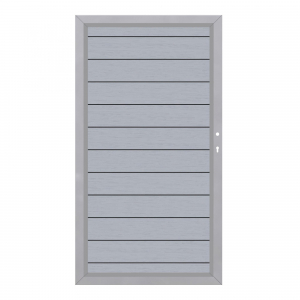 System WPC Tor grau 2499, DIN rechts<br>H:180cm, Silberrahmen, Sonderbreite