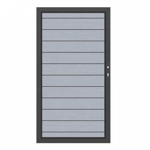 System WPC Tor grau 2499, DIN rechts - H:180cm, Anthrazitrahmen, Sonderbreite