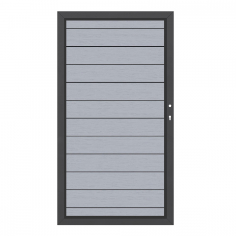 System WPC Tor grau 2499, DIN rechts H:180cm, Anthrazitrahmen, Sonderbreite