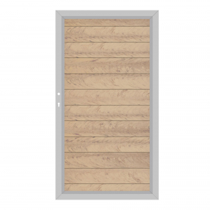 System WPC Tor sand 2499, DIN links <br>H:180cm, Silberrahmen, Sonderbreite