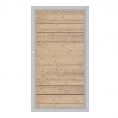 System WPC Tor sand 2499, DIN links - H:180cm, Silberrahmen, Sonderbreite