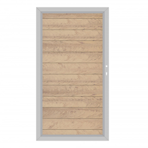 System WPC Tor sand 2499, DIN rechts <br>H:180cm, Silberrahmen, Sonderbreite
