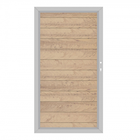 System WPC Tor sand 2499, DIN rechts H:180cm, Silberrahmen, Sonderbreite