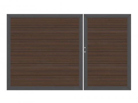 System WPC Doppeltor Platinum XL braun 2036 - H:180cm, Sonderbreite