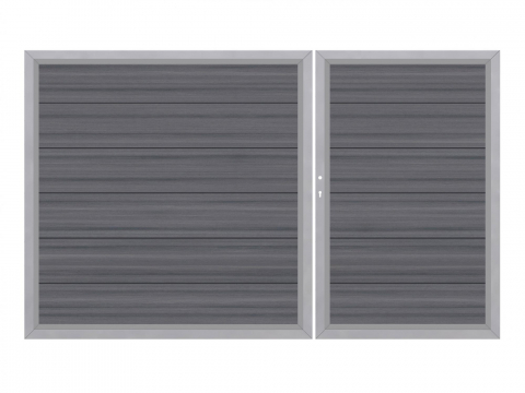 System WPC Doppeltor Platinum XL grau 2036 H:180cm, Sonderbreite
