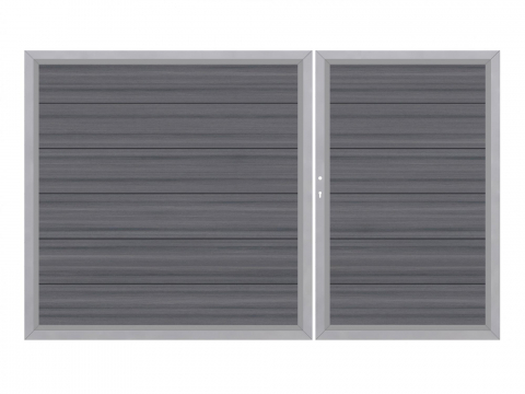 System WPC Doppeltor Platinum XL grau 2036 - H:180cm, Sonderbreite