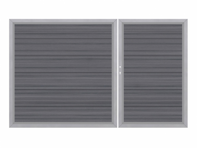 System WPC Doppeltor Platinum XL grau 2036 - H:180cm, Sonderbreite