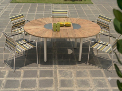 Zebra Gartenm&ouml;bel-Set Catax recyceltem Teak - Rovex stripe