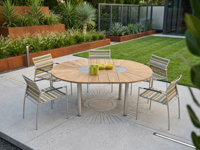 Zebra Gartenm&ouml;bel-Set Catax recyceltem Teak - Rovex stripe