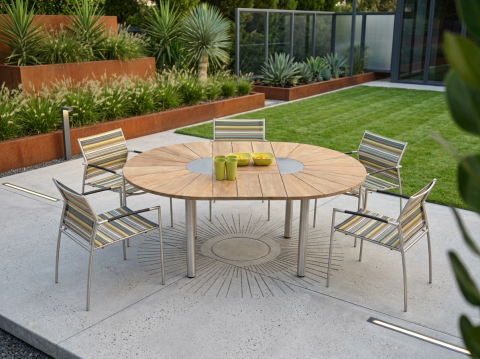 Zebra Gartenm&ouml;bel-Set Catax recyceltem Teak - Rovex stripe