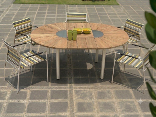 Zebra Gartenm&ouml;bel-Set Catax recyceltem Teak - Rovex stripe
