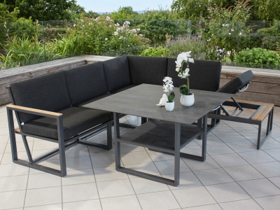 Sieger Havanna Loungeset III Aluminium eisengrau mit Polstern ca. 217x214cm und Loungetisch