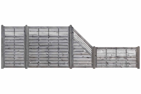 Zaun Sina 180x180cm mit Gitter Kiefer kdi grau 51203