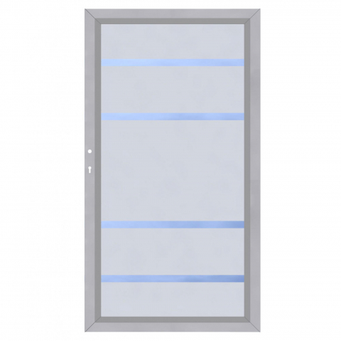 System Glas Zauntor Alpha 4460, DIN links - H:180cm, Silberrahmen, Sonderbreite
