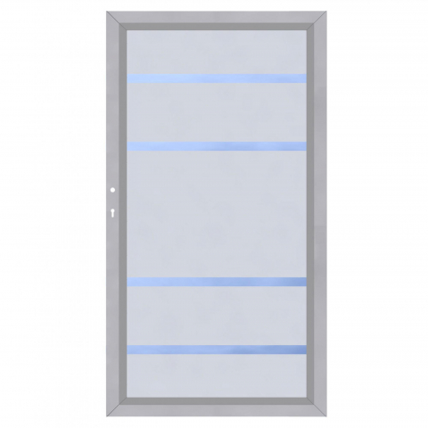 System Glas Zauntor Alpha 4460, DIN links - H:180cm, Silberrahmen, Sonderbreite