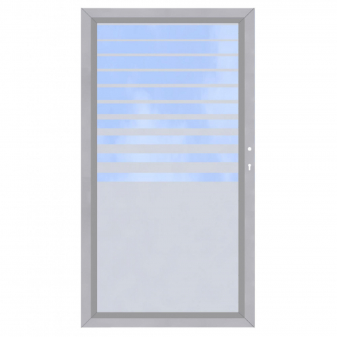 System Glas Zauntor Beta 4460, DIN rechts - H:180cm, Silberrahmen, Sonderbreite