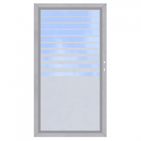 System Glas Zauntor Beta 4460, DIN rechts - H:180cm, Silberrahmen, Sonderbreite