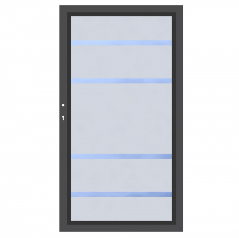 System Glas Zauntor Alpha 4460, DIN links - H:180cm, Anthrazitrahmen, Sonderbreite