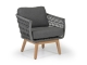 Brafab Kenton Loungesessel, Teak Gestell, Rücken-Seiteile geflochten, inkl. Polstern