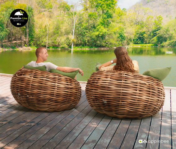 Apple Bee Cocoon Lounge Chair Grün 130x130x78cm