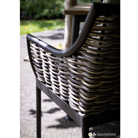 Apple Bee Milou Dining-Set 2 schwarz Tisch 240x100cm mit 6 Sesseln