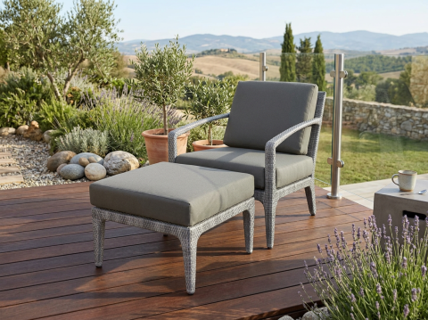 4Seasons Lounge-Set Delgado, Sessel mit Hocker und Polster