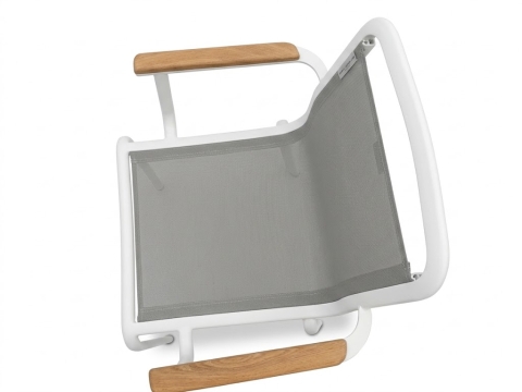 Alexander Rose Fresco Stapelsessel Aluminium wei?, mit Roble Armlehnen