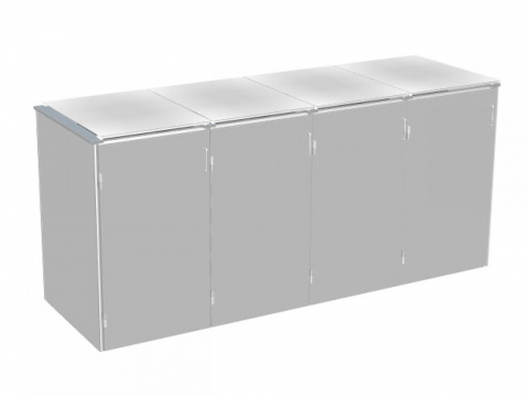 Binto 4er Mlltonnenbox HPL lichtgrau - mit Klappdeckeln
