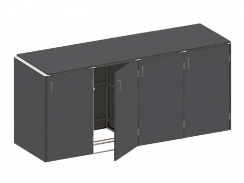 Binto 4er Mlltonnenbox HPL schiefer - mit Klappdeckeln