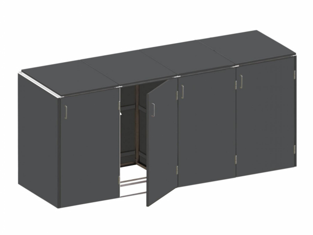 Binto 4er Mlltonnenbox HPL schiefer - mit Klappdeckeln