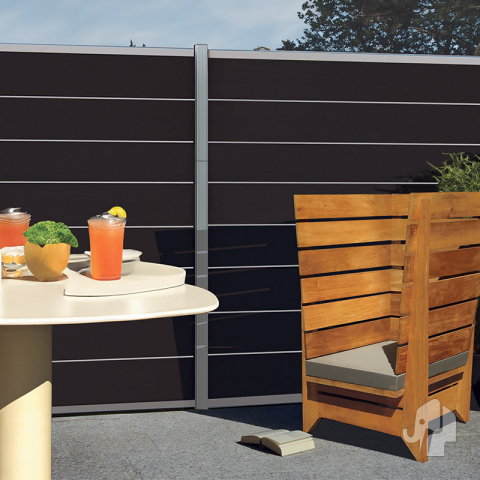 Elephant Steckzaun Modular 180 WPC anthrazit, Leiste Silber 180x174cm