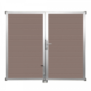 GrojaSolid BPC Steckzaun Doppeltor DIN Links Sonderbreite H:180cm terra EV1