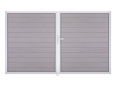 GrojaSolid BPC Steckzaun Doppeltor DIN Links Sonderbreite H:180cm BiColor sand EV1