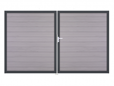 GrojaSolid BPC Steckzaun Doppeltor DIN Links Sonderbreite H:180cm BiColor sand DB 703