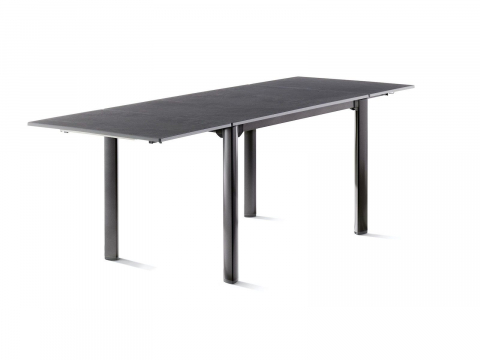 Sieger Exclusiv-Tisch verl&auml;ngerbar 120-170-220x80cm, Alu eisengrau Vivodur Tischpl. Schiefer