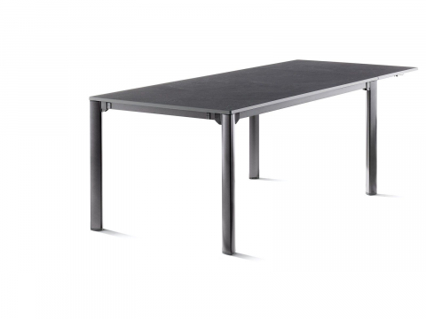 Sieger Exclusiv-Tisch verl&auml;ngerbar 165-225-285x95cm, Alu eisengrau Tischpl. Vivodur Schiefer