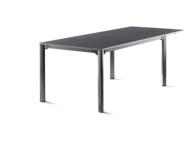 Sieger Exclusiv-Tisch verl&auml;ngerbar 165-225-285x95cm, Alu eisengrau Tischpl. Vivodur Schiefer
