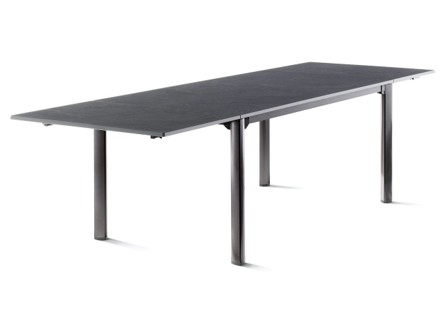 Sieger Exclusiv-Tisch verl&auml;ngerbar 165-225-285x95cm, Alu eisengrau Tischpl. Vivodur Schiefer