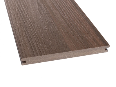 GroJaQuattro Terrassendiele massiv eins. Holzstruktur eins. Feinstruktur, breit - 20x187x4000mm, walnuss co-extr.