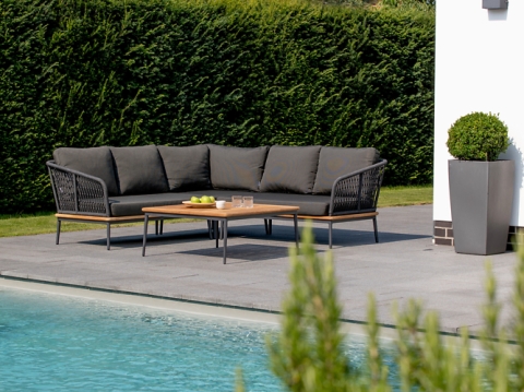 Niehoff Freeport Kaffeetisch 89x89cm, Tischplatte Teak geb&uuml;rstet