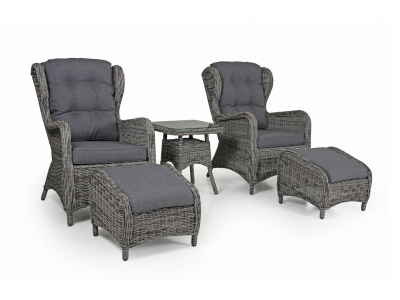 Brafab Rosita Sessel-Garnitur, Geflechtfarbe grau, mit Kissen, 5-teilig