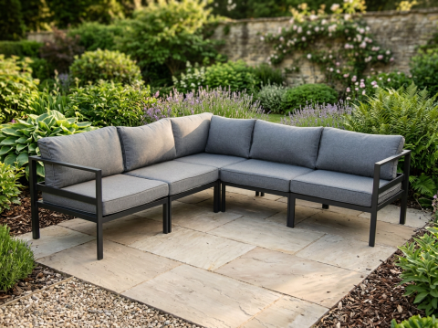 Brafab Leone Loungegarnitur 218x218cm Aluminium schwarz, inkl. Polster