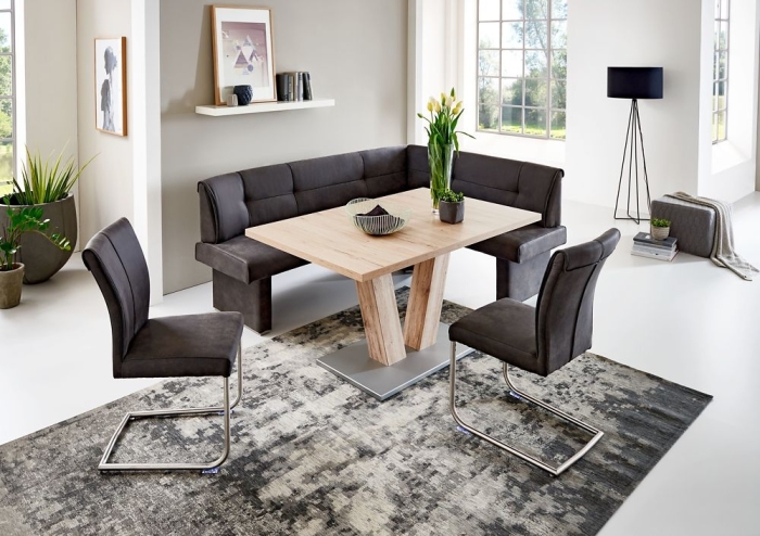 Niehoff Lisa Polsterbank anthrazit, langer Schenkel links, 202 x 152cm