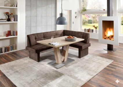 Niehoff Lisa Polsterbank stone, langer Schenkel links, 202 x 152cm