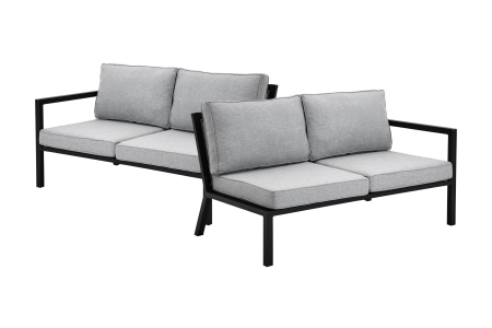 Brafab Belfort 2-Sitzer Set 144cm, Aluminium schwarz, Abschluss Links und rechts, inkl Polster