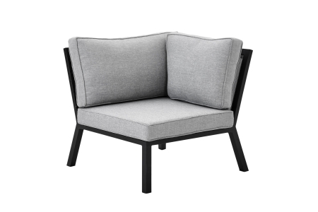 Brafab Belfort Eckmodul, Aluminium schwarz, 88x88cm inkl. Polster pearl grey