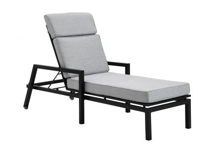 Brafab Belfort Gartenliege Aluminium schwarz, Bezug pearl-grey, rollbar