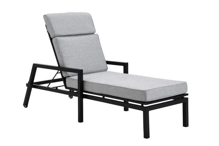 Brafab Belfort Gartenliege Aluminium schwarz, Bezug pearl-grey, rollbar