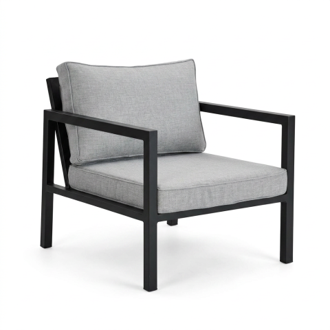 Brafab Belfort Loungesessel, schwarz inkl. Kissen pearl grey